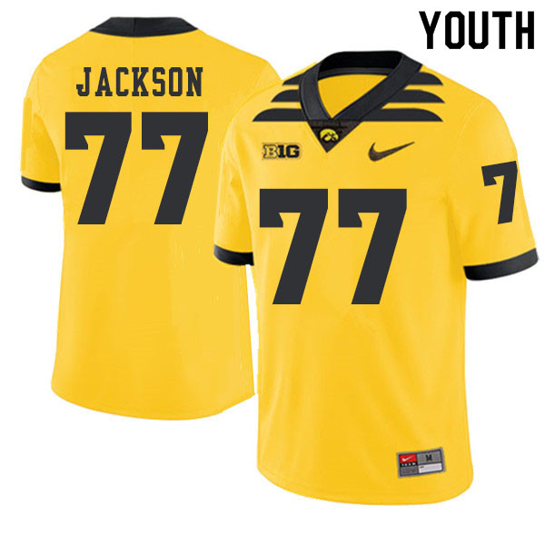 2019 Youth #77 Alaric Jackson Iowa Hawkeyes College Football Alternate Jerseys Sale-Gold - Click Image to Close